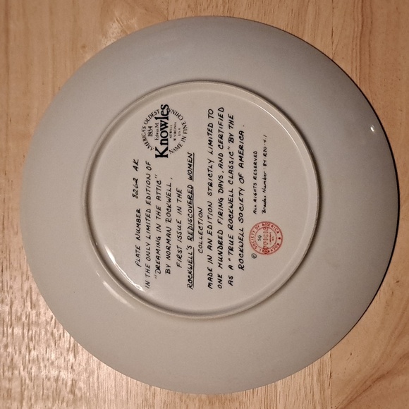 Knowles Limited Edition Norman Rockwell's "Dreaming in the Attic" China Plate - Picture 4 of 5